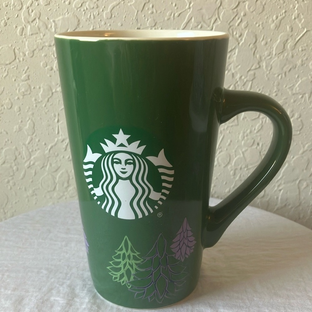 Starbucks: 2020 Green Ceramic Mug- Purple Tree Design- 16oz